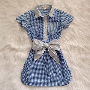 Crewcuts Checkered Gingham Plaid Bow Collared Button Dress size 5
